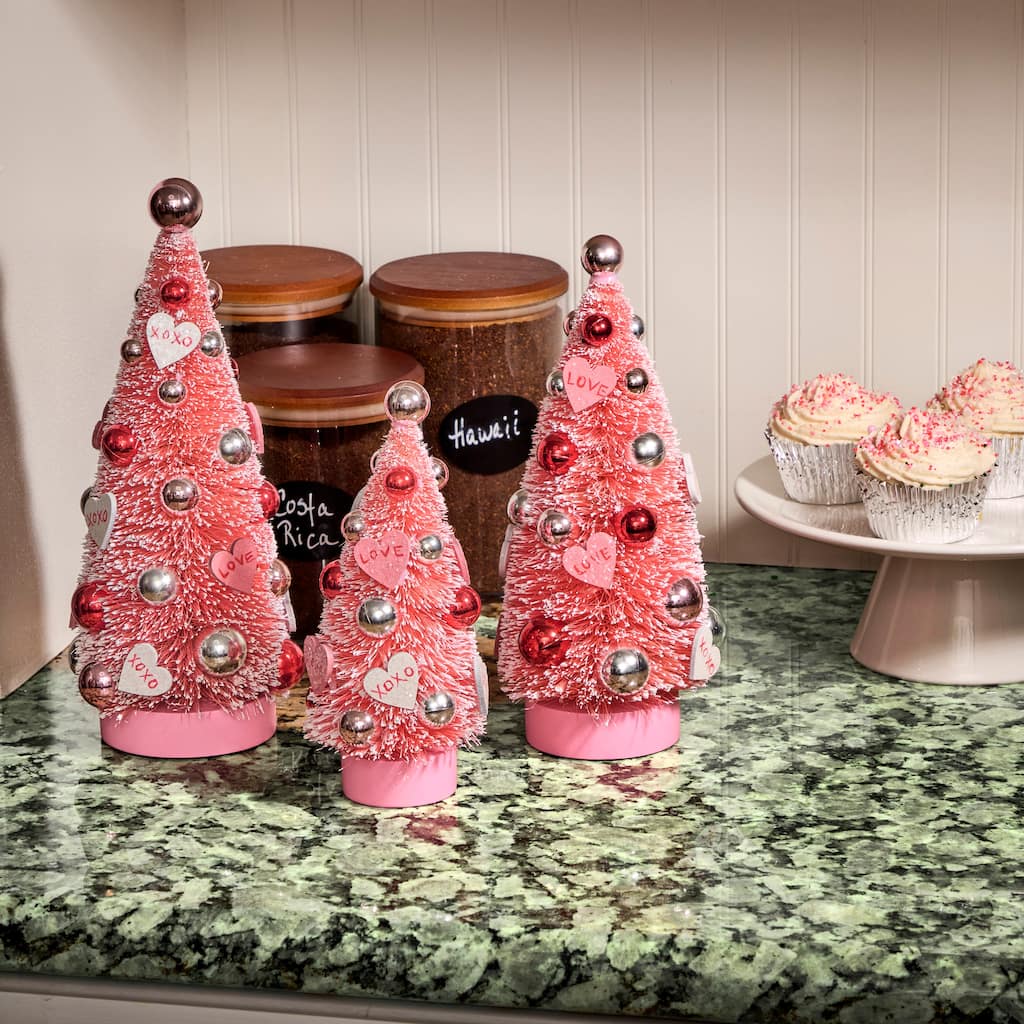 7.5-10.5" Sisel Love Valentine Tree Set of 3