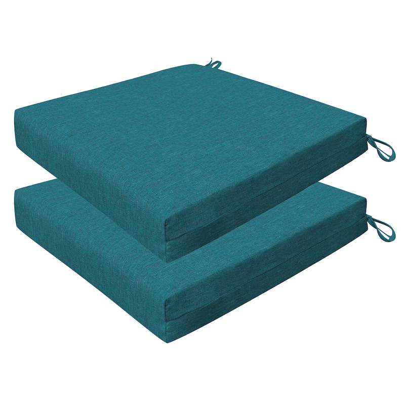 Outdoor Premium Dining Seat Cushion (2-Pack) - 20" wide x 20" deep x 4" thick - Textured Solid Teal
