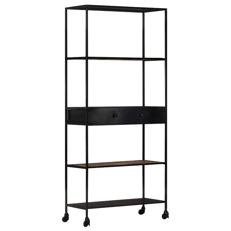 vidaXL Book Cabinet 31.5"x13.8"x70.9" Rough Mango Wood & Iron