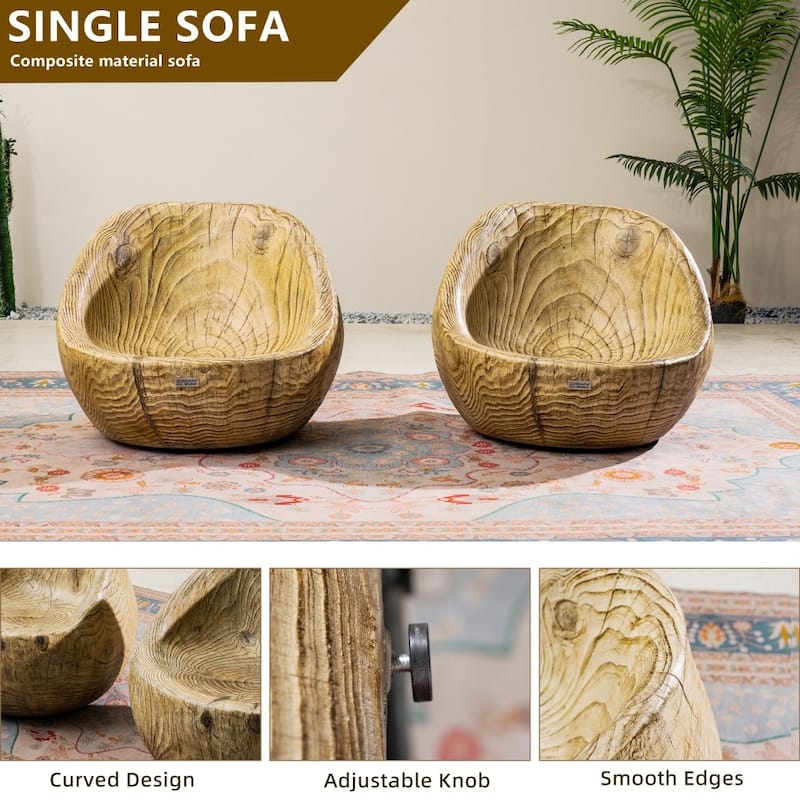 Rustic Outdoor Wood-finish Terrafab Composite Sofa (Set of 2)