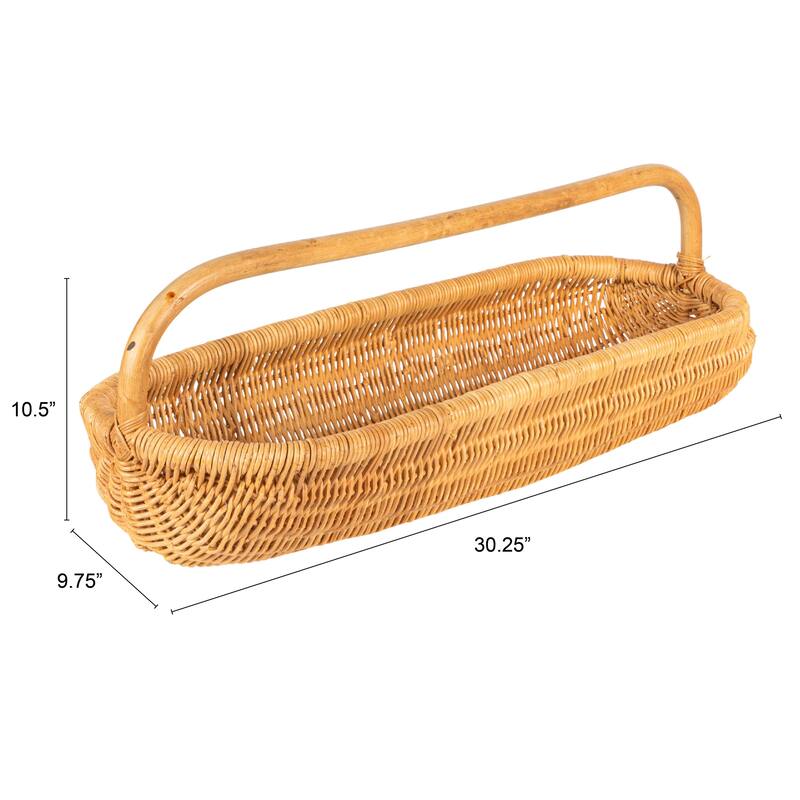 Hand-Woven Rattan Basket with Handle