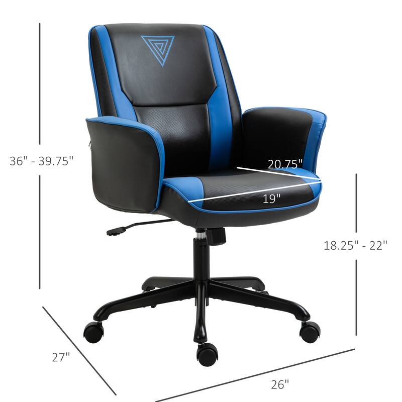 Vinsetto Office Chair Breathable Faux Leather Adjustable Height with Wheels, Armrest, Mid Back Home Racing Gaming Style