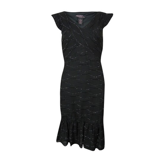 black metallic knit dress
