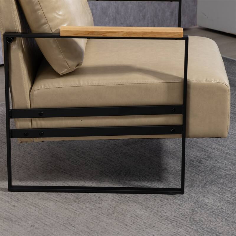Leather Accent Chair with Metal Frame for Living Room