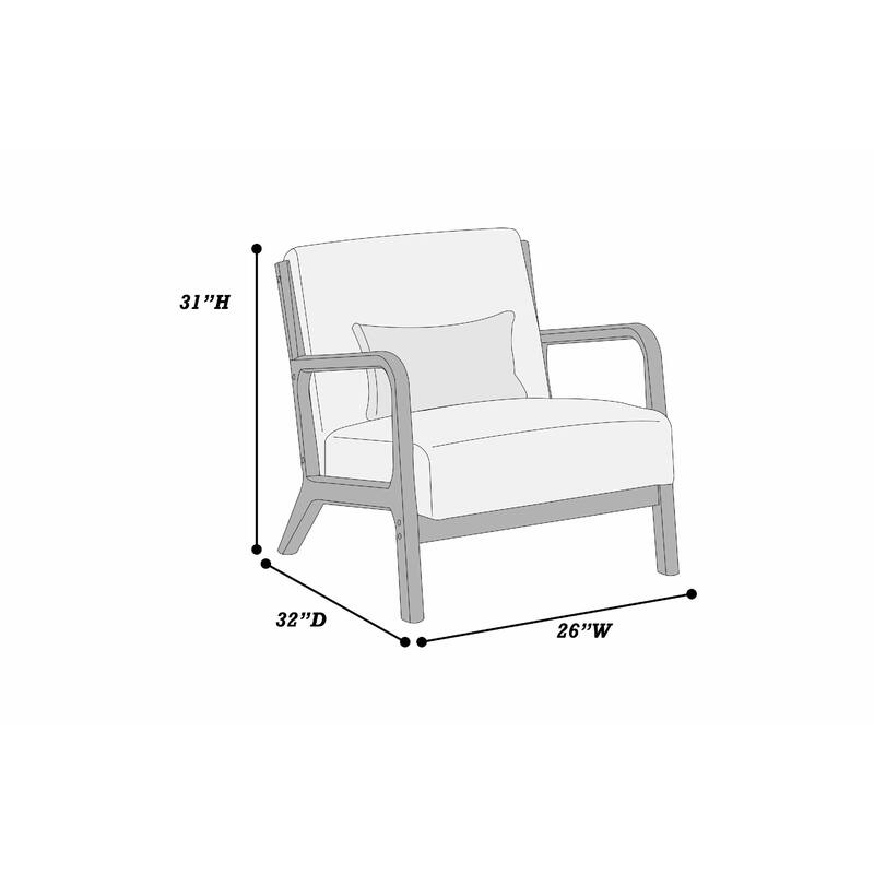 Jerime Accent Chair, Sage Green Corduroy Fabric, 1 Pillow, Brown Wood