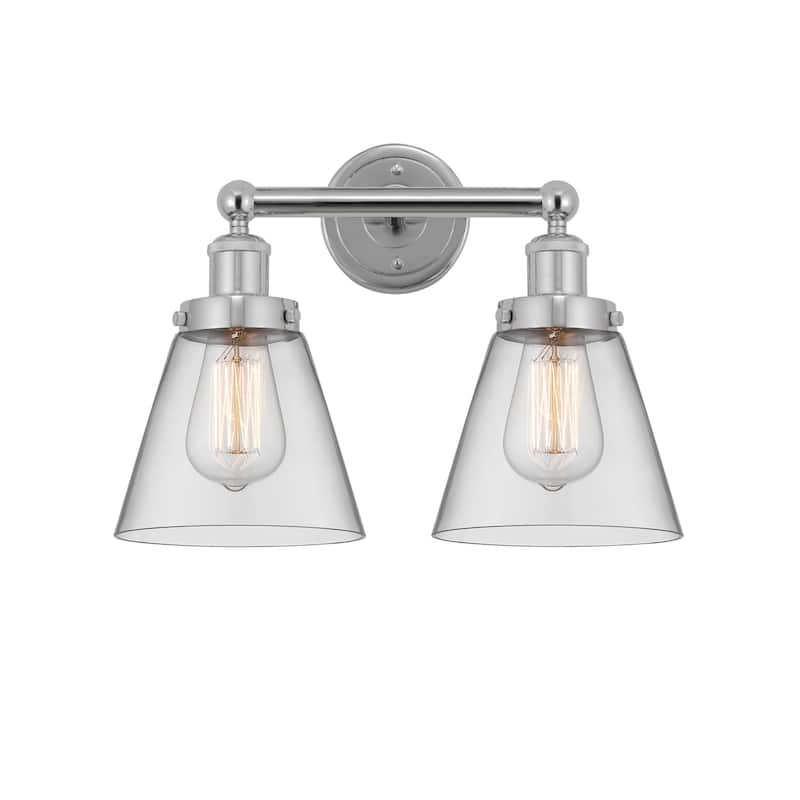 Innovations Lighting 616-2W-10-16 Cone Vanity Cone 2 Light 16" Wide - Polished Chrome / Clear