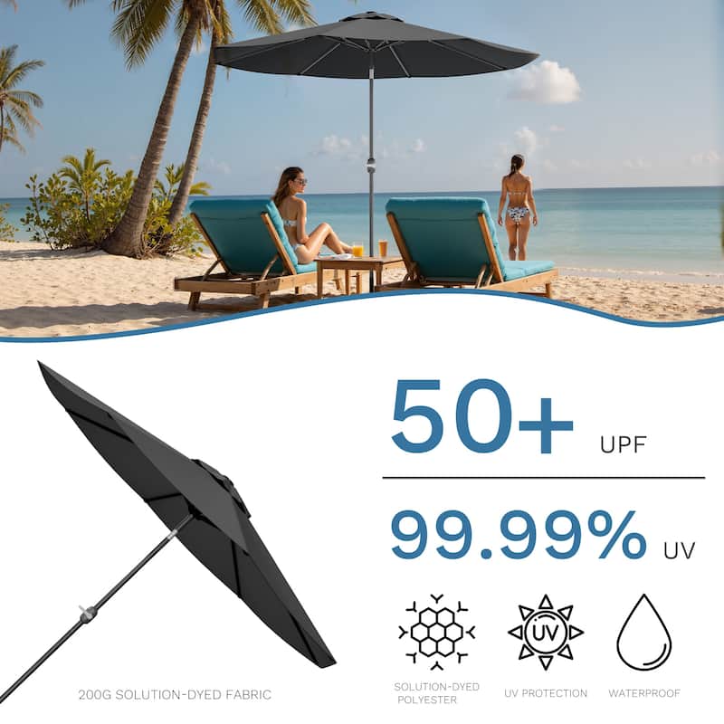 Patiowell 9 FT Outdoor Patio Umbrella, Outdoor Table Umbrella, Yard Umbrella, Market Umbrella with Push Button Tilt and Crank