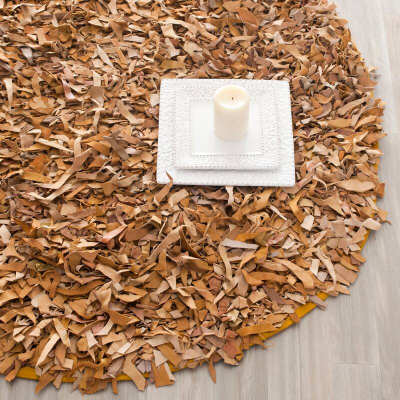 SAFAVIEH Handmade Leather Shag Carlijn Modern Decorative Rug