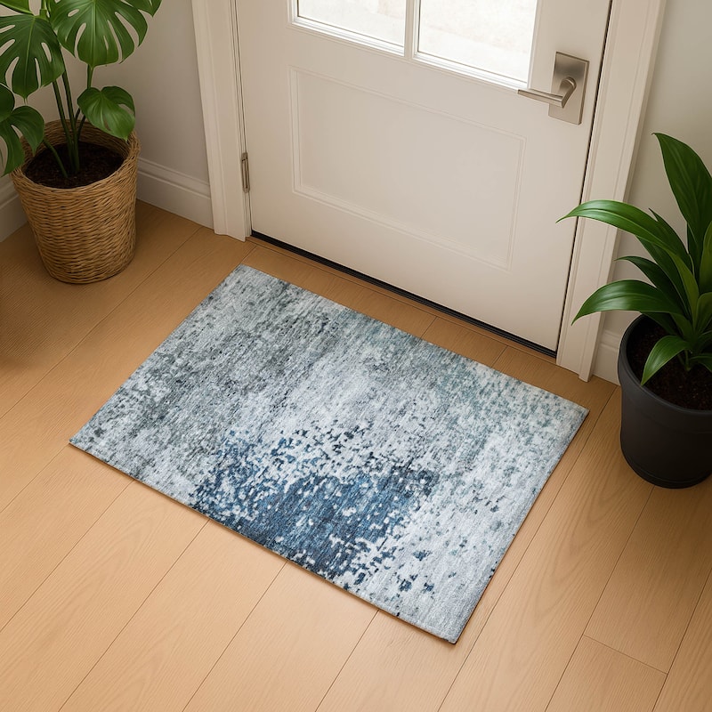 Premium Washable Super Soft Abstract Solid Mayfield Rug - Denim - 1'8" x 2'6"