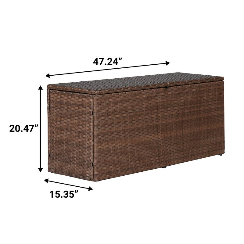 happimess Nino 47.24" Modern Minimalist Outdoor Faux Wicker Deck and Patio Storage Box