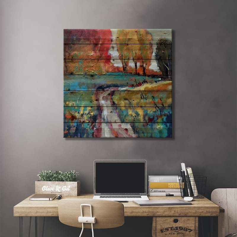 Over The Hill Print On Wood by Kip Decker - Multi-Color