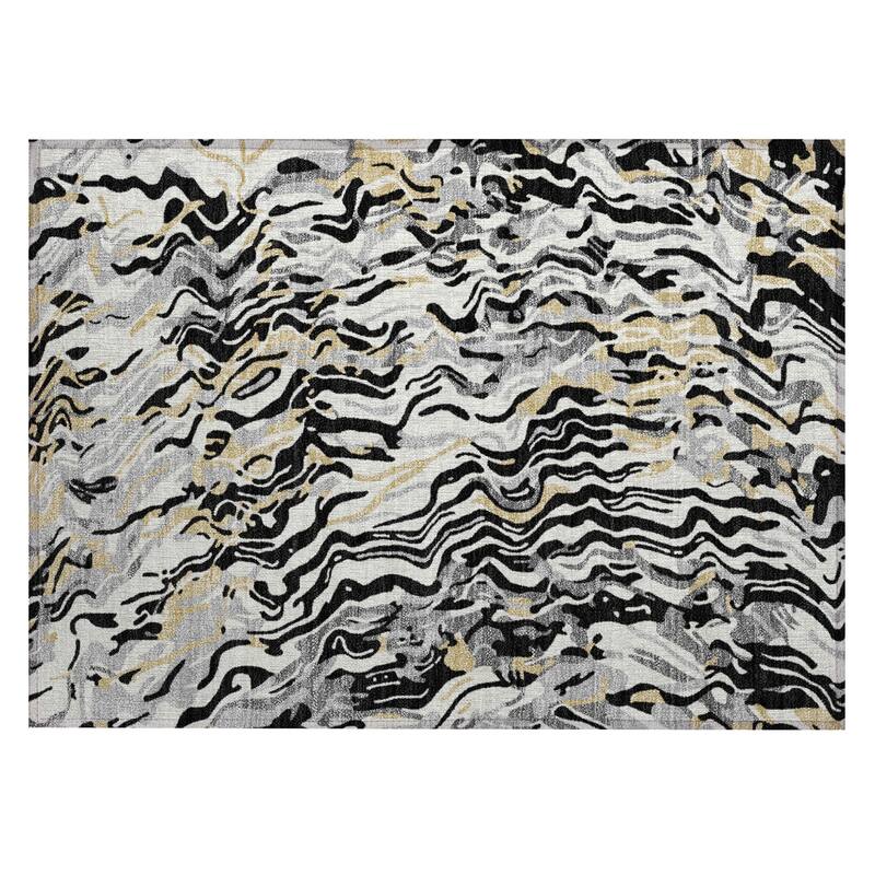 Machine Washable Indoor/ Outdoor Abstract Flow Chantille Rug
