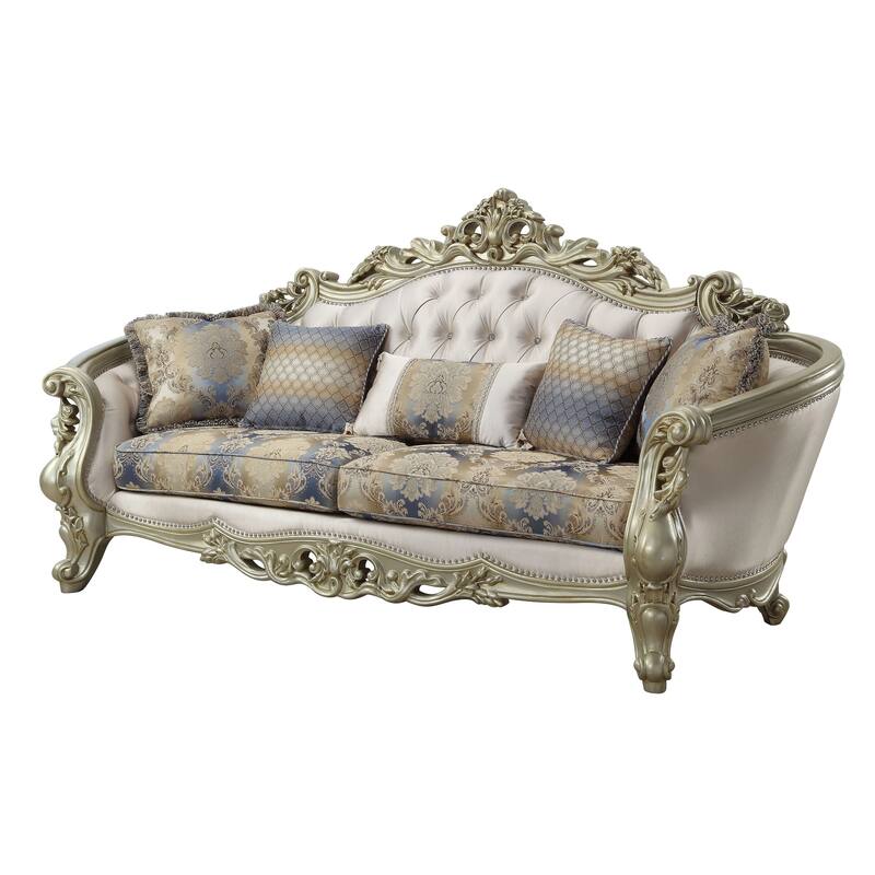 Corvallis Cream and Golden Ivory Button-Tufted Sofa