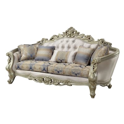 Corvallis Cream and Golden Ivory Button-Tufted Sofa