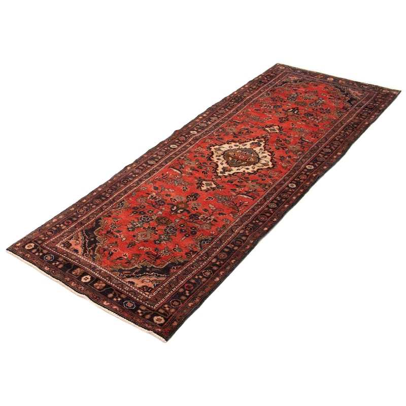 ECARPETGALLERY Hand-knotted Andelz Red Wool Rug - 3' 7" x 10' 4"