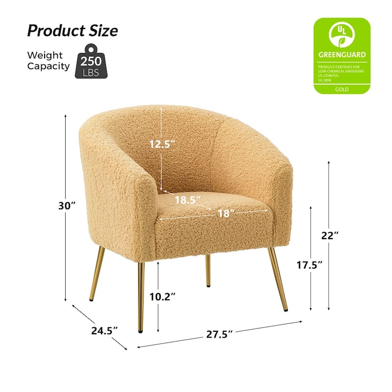 Rovigo Modern Upholstered Living Room Accent Barrel Chair with Metal Legs by HULALA HOME