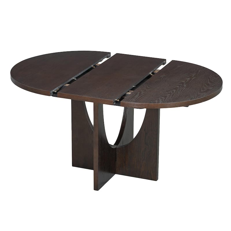 Modern 5-Piece Round Dining Set with 16.2" Removable Leaf