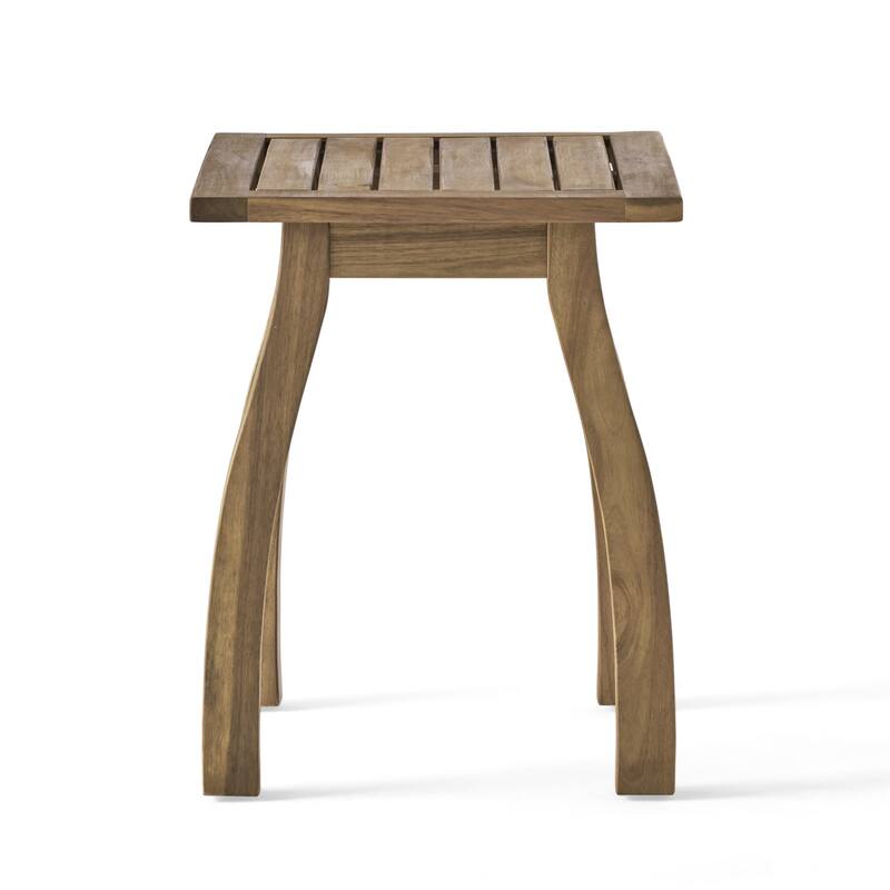SELMA Acacia wood Accent Side Table in Natural Stained, Weather-Resistant Rectangular End Table