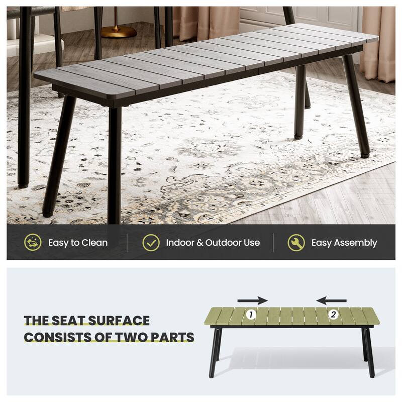 Indoor Outdoor Wood Dining Bench by Crestlive Products - 49.45" W x 14.88" D x 17.48" H