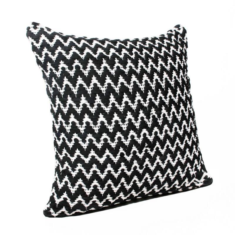 20" White and Black Chevron Square Throw Pillow