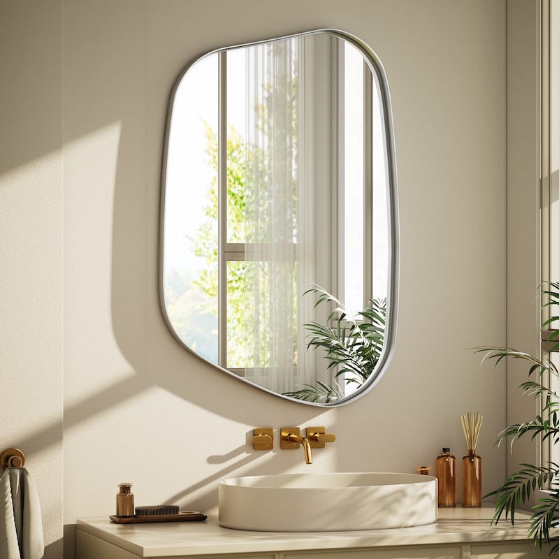 Irregular Bathroom Mirror Mirror Wall Decor - 22"x30" - Silver
