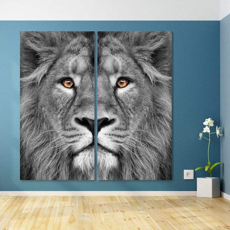 "King of the Jungle AB" Frameless Free Floating Tempered Glass Panel Graphic Wall Art