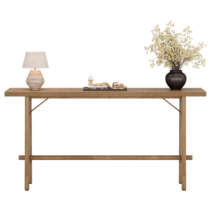 63" Long Console Table, Modern Entryway Table with Metal Legs