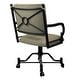 preview thumbnail 11 of 12, Tempo Furniture Bullseye Caster Swivel Tilt Dining Chair w/ Arms Armchair Pebblestone Powder Coat Finish & Stanford Taupe Fabric