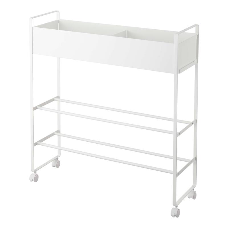 Yamazaki Home Entryway Storage Cart, Steel, Holds 6 pairs of shoes, Wheels - L 8.66 x W x H 29.33 inches