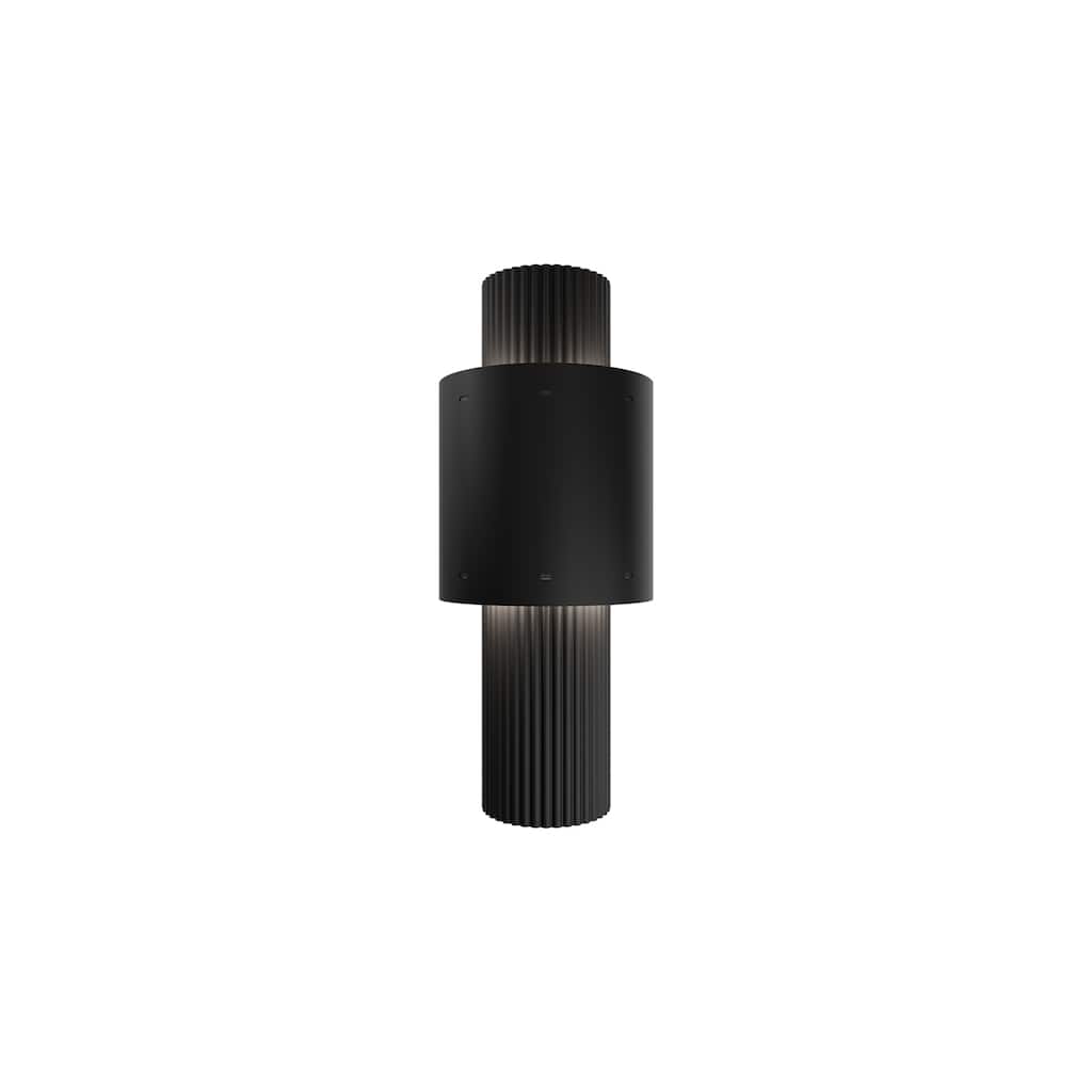 Piston 14in LED Outdoor Wall Light Selectable CCT 2700-3000-3500-4000K set to 2700K in Black - 14