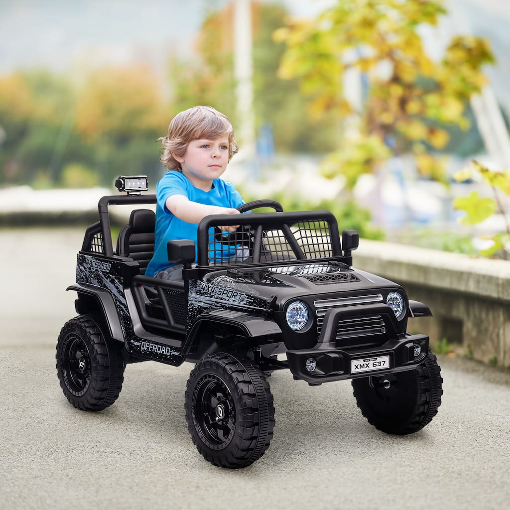 12V Kids Electric Car with Parent Remote, Black Ride-On Car Battery Powered Electric Car with 3 Speeds & Music
