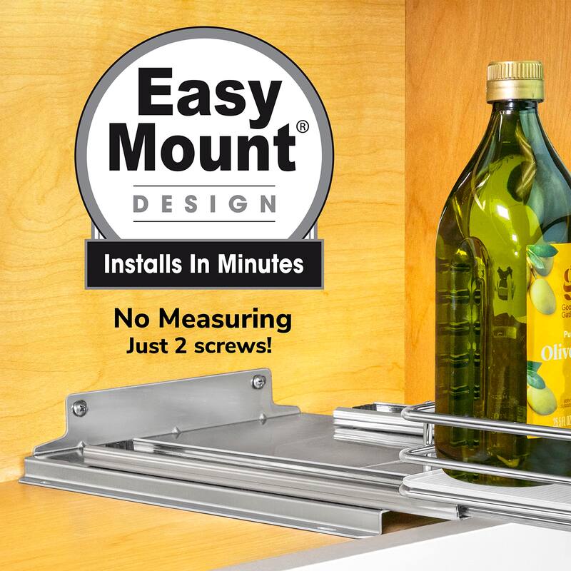 ® Pull Out Spice Rack Organizer for Cabinet - 10-1/4 inch Wide - Slide Out Rack - Sliding Spice Organizer Shelf - Chrome