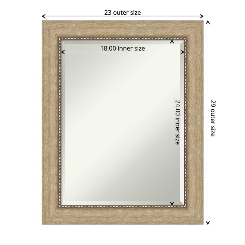 Beveled Bathroom Wall Mirror - Astor Frame - Outer Size: 23 x 29 in - Astor Champagne