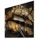 preview thumbnail 2 of 3, Designart 'Woman Lips With Black Leather and Gold Foil' Modern Print on Natural Pine Wood