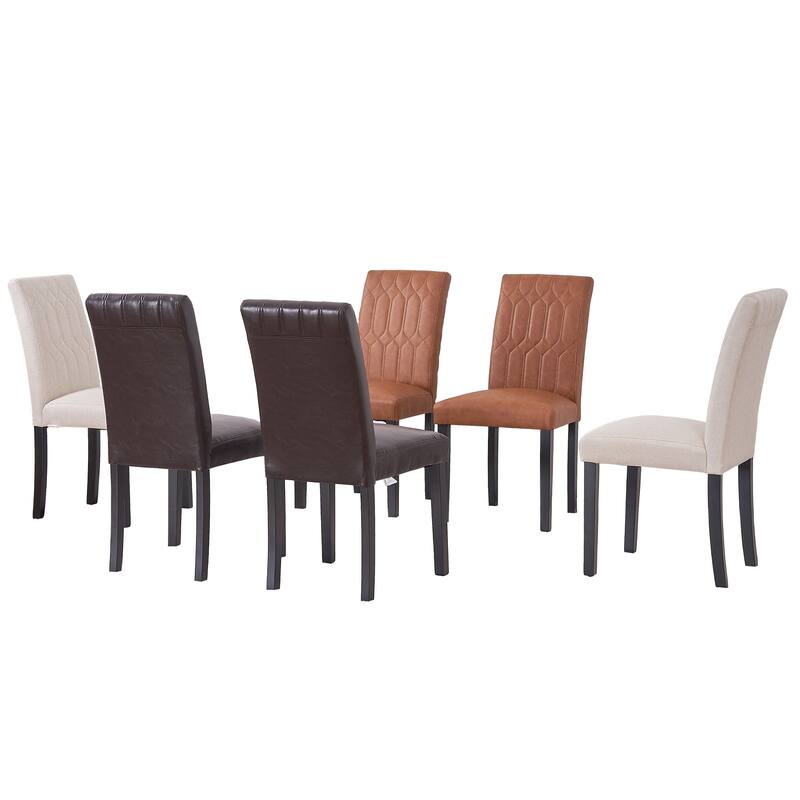 Upholstered Dining Chairs Set of 2/4/6 Modern Kitchen Table Chairs with PU Leather, Wood Legs with Rubber Footpads