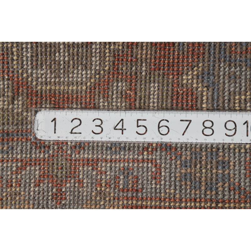 Hand Knotted Oriental 100% Wool Carpet Traditional Geometric Greys & Charcoal Heriz (serapi) Runner Rug - 7' 11'' X 2' 7''