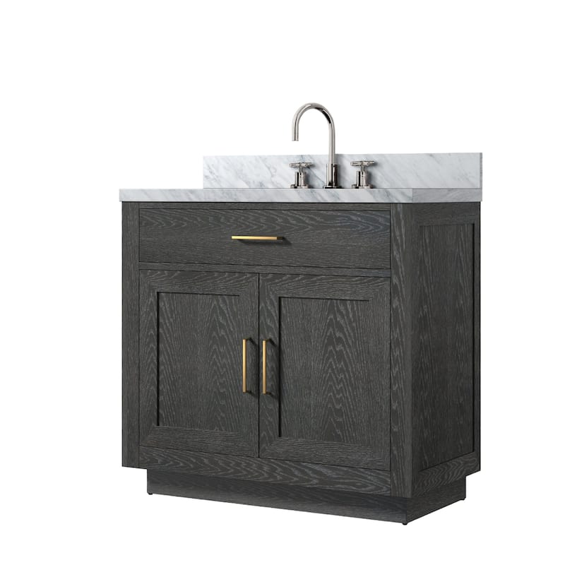 Abbey Bath Vanity with Carrara Marble Top, Sink and Faucet