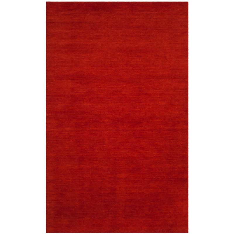 SAFAVIEH Handmade Himalaya Palm Border Modern Wool Rug - 4' x 6' - Red