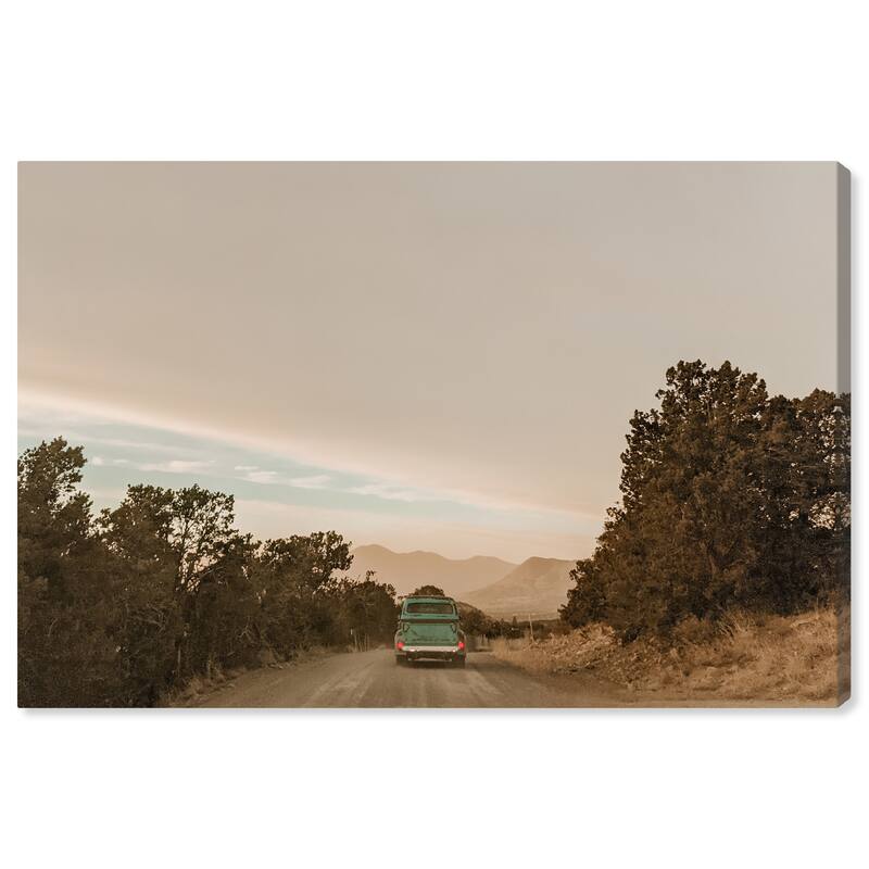 Wynwood Studio Canvas Nature and Landscape On Road to the Countryside Green and Modern & Contemporary Wall Art Canvas Print