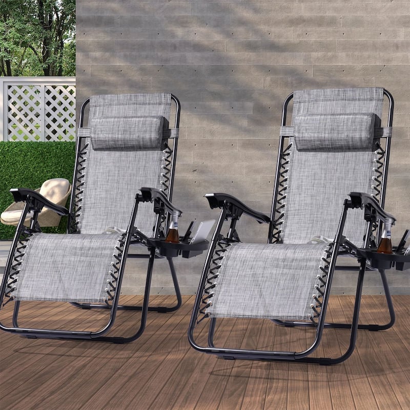 LIVOOSUN Zero Gravity Patio Chairs (Set of 2) - Grey