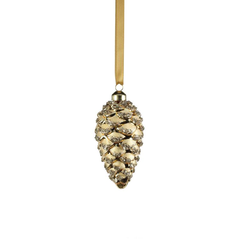 Wolly Glass Pine Cone Hanging Ornaments, Set of 12 - 4.75"