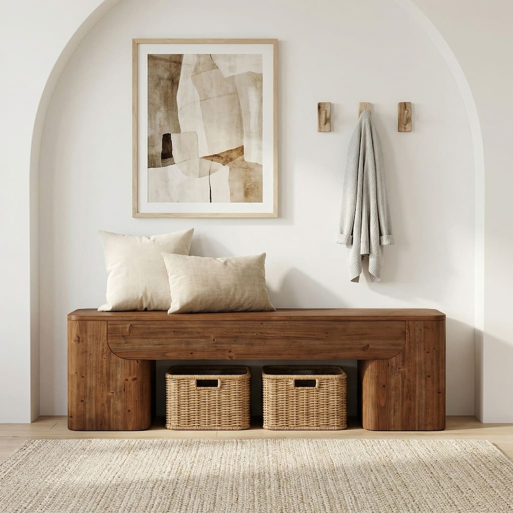 Solid Wood Bench, Entryway Bench, Dining Bench, Farmhouse Bench Seats for Entryway, Hallway, End of Bed