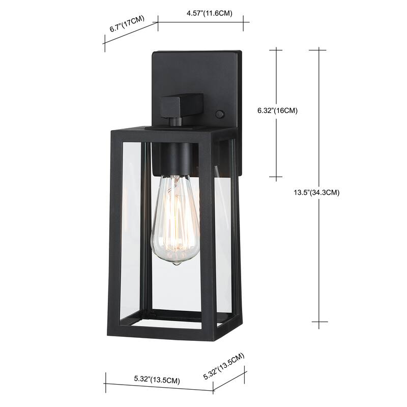 2 Pack 1-Light Outdoor Wall Lantern with Clear Glass