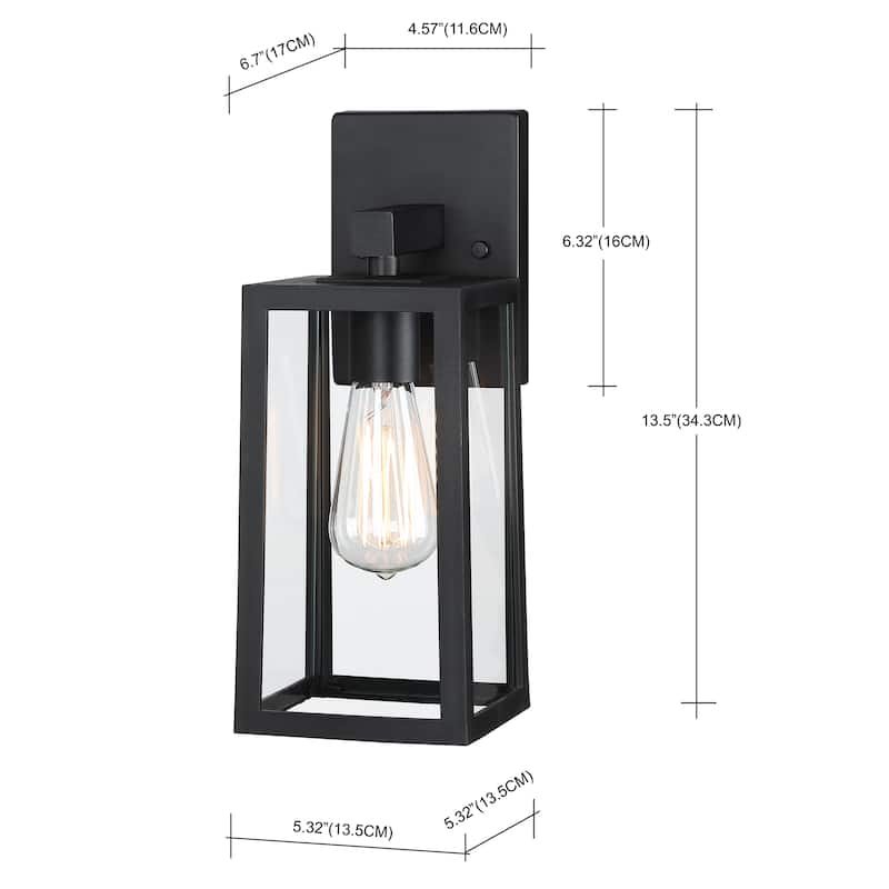 2 Pack 1-Light Outdoor Wall Lantern with Clear Glass