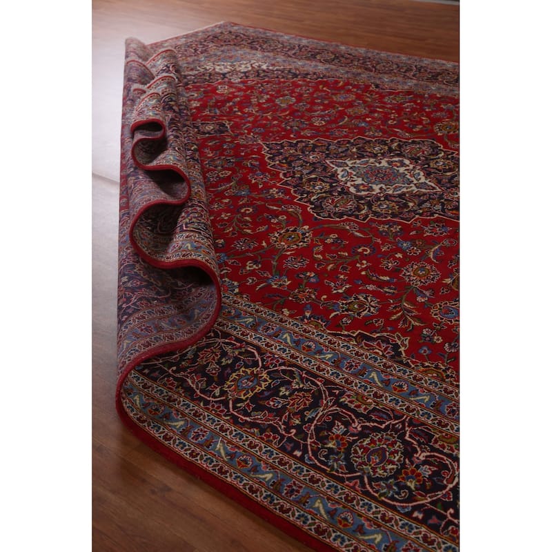 Traditional Kashan Large Persian Area Rug Hand-knotted Wool Carpet - 11'2" x 14'10"