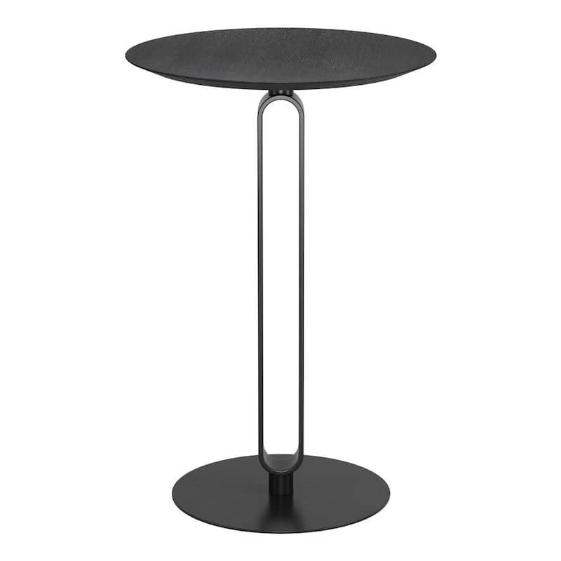 HomeRoots 24" Black Wood and Steel Rounded Bar Table - 24.00 in. x 35.40 in. x 24.00 in.