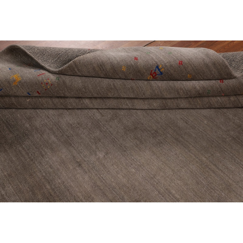 Earth Tone Gabbeh Indian Square Area Rug Silk Carpet - 8'2" X 8'5"