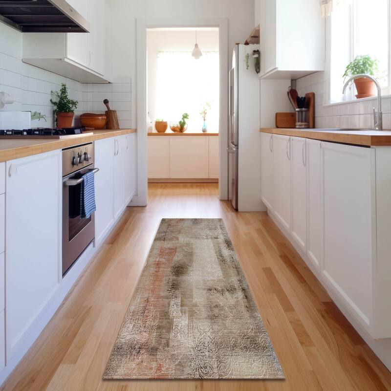 Premium Washable Super Soft Abstract Imprints Mayfield Rug - Beige - 2' 3" x 7' 6" - Runner