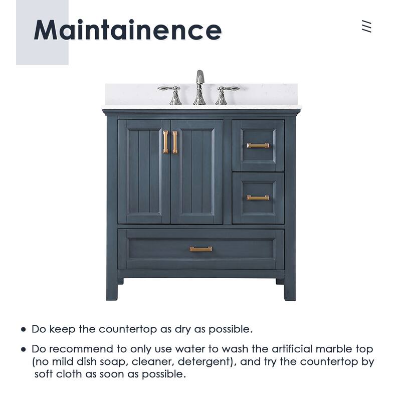 Altair Isla Single Bathroom Vanity Set and Aosta White Countertop with Mirror