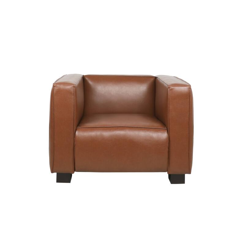 Goyette Faux Leather 3 Piece Club Chair and Sofa Set by Christopher Knight Home